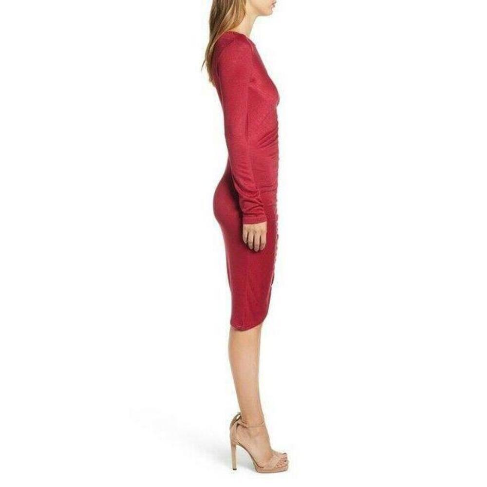 Leith Women's Ruched Front Dress In Red Rumba Size S - Picture 5 of 6
